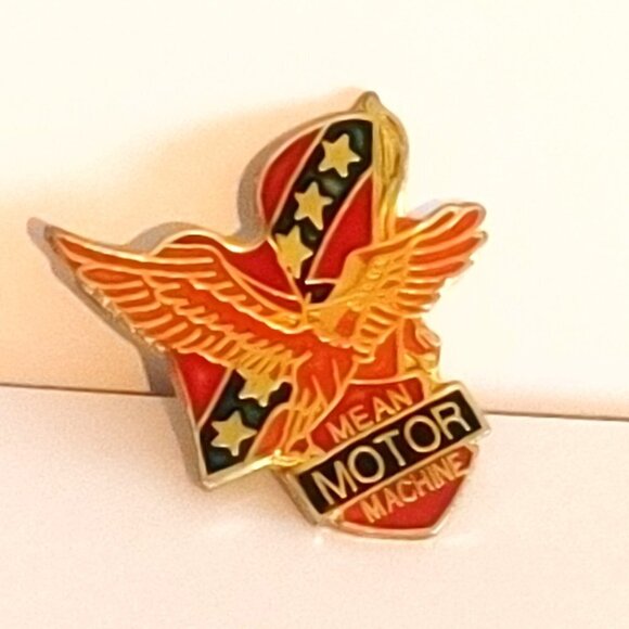 VINTAGE Harley Davidson Motorcycles Mean Motor Machine PIN 1980s American EAGLE - Picture 1 of 2